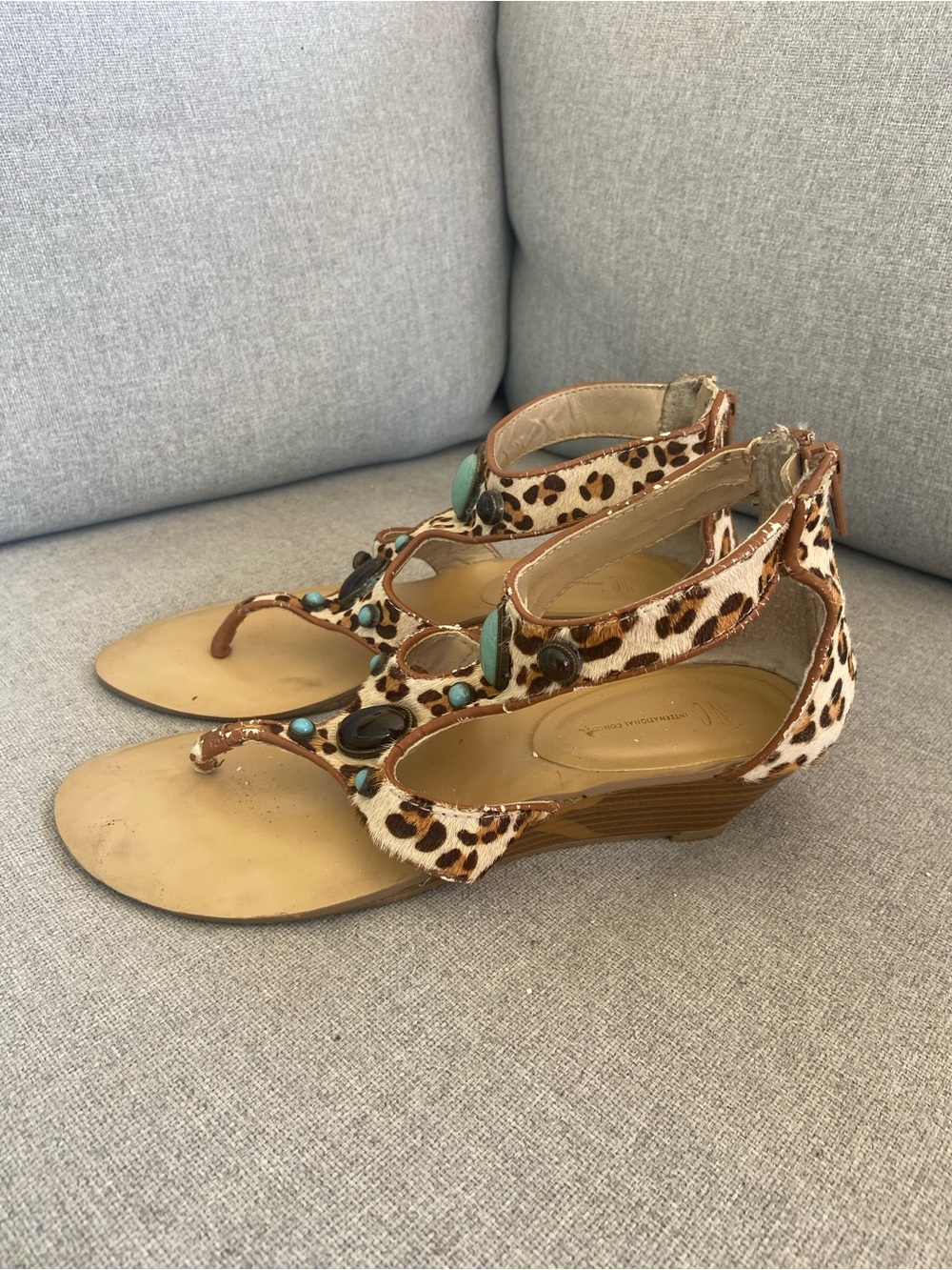 INC International Concepts Leopard-Print Sandals with Turquoise Accents - Picture 6 of 6